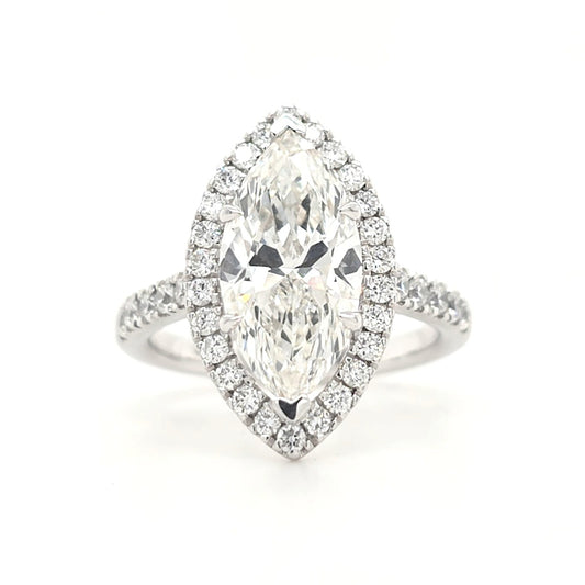 Analeia - Marquise Halo with Pavé Halfway Set Band