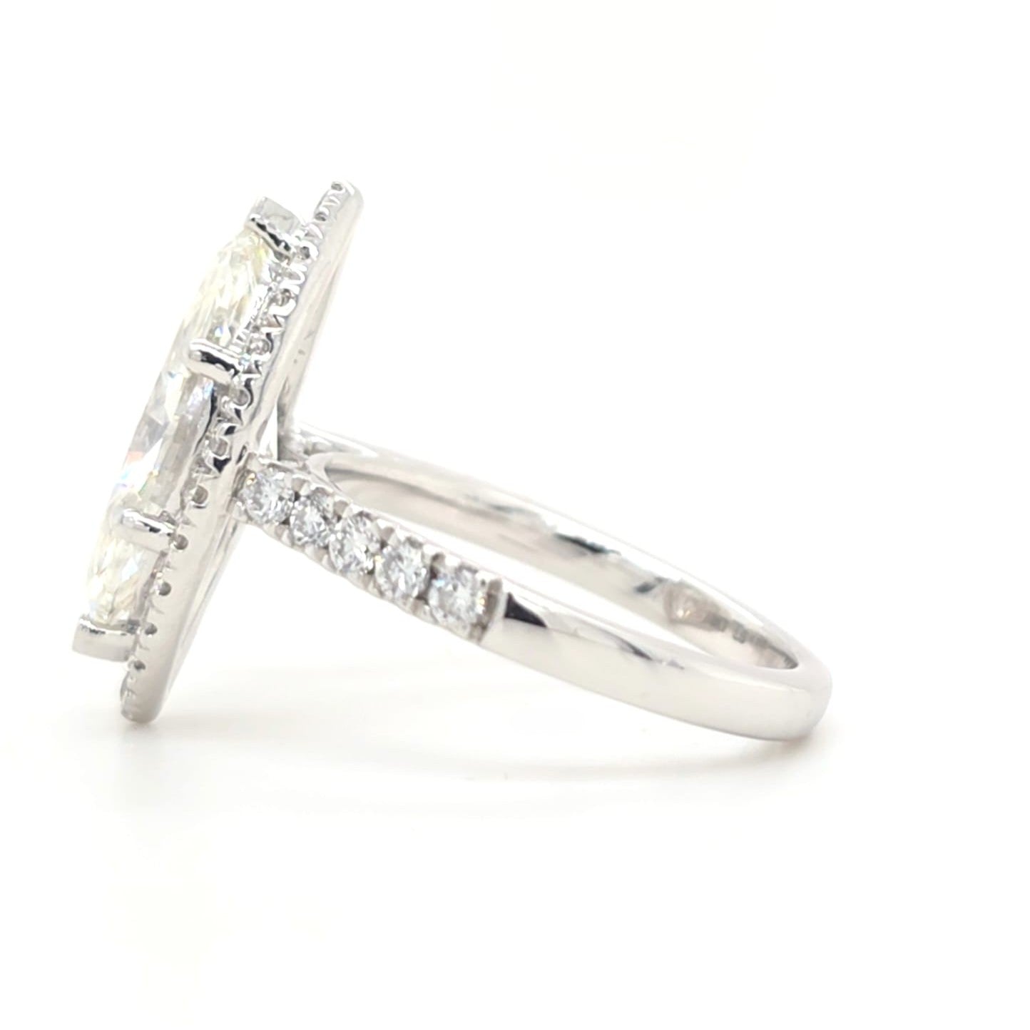 Analeia - Marquise Halo with Pavé Halfway Set Band