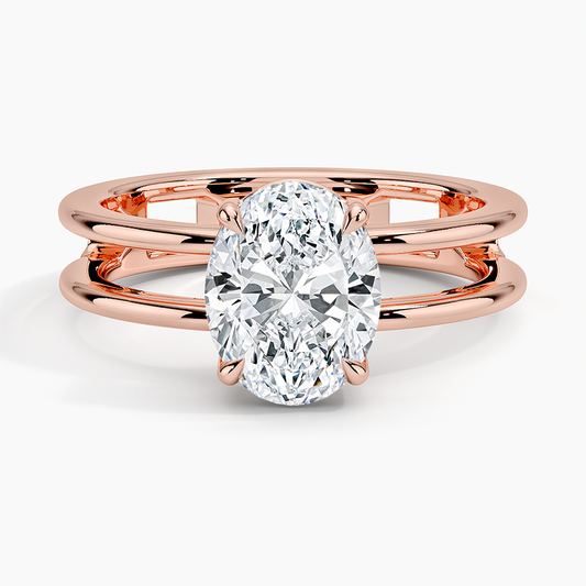 Oval Cut Diamond Double Band Solitaire Ring - Prime & Pure