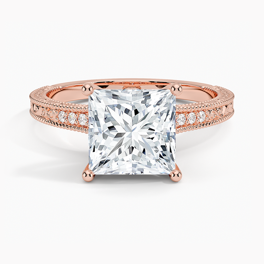 Classy Engraved Diamond Ring Princess Top - Prime & Pure