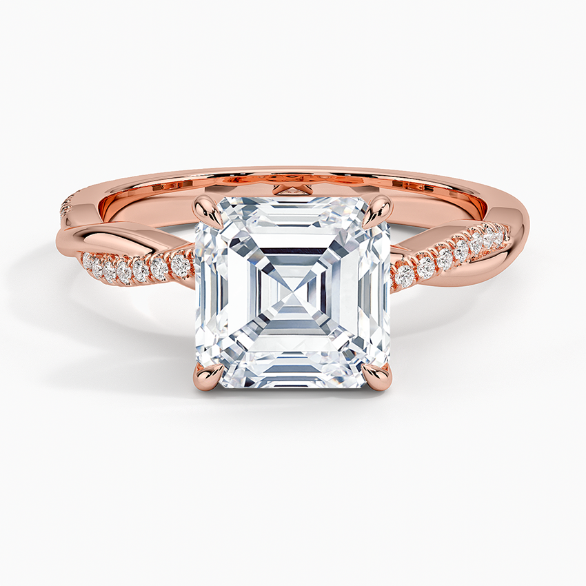 Asscher Cut Diamond Twisted Pave Band Ring - Prime & Pure