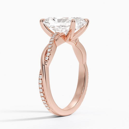 Radiant Cut Diamond Twisted Pave Band Ring - Prime & Pure