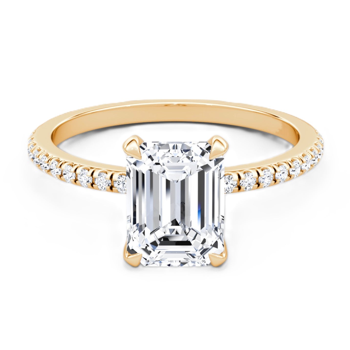 Emerald Cut Diamond Pave Band Ring