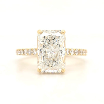 Hallie – Radiant Solitaire with Hidden Halo and Pavé Cathedral Style Band
