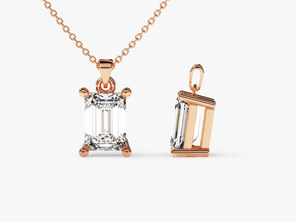 Emerald Cut Diamond Solitaire Pendant - Prime & Pure