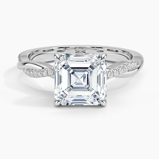 Asscher Cut Diamond Twisted Pave Band Ring - Prime & Pure