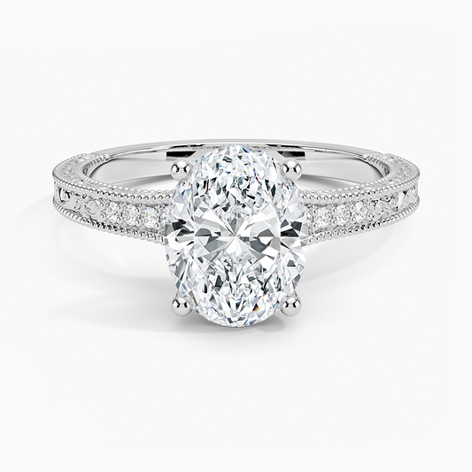 Classy Engraved Diamond Ring Oval Top - Prime & Pure