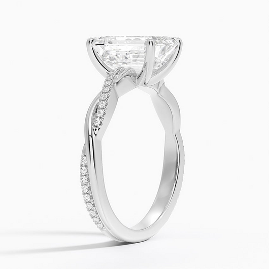 Emerald Cut Diamond Twisted Pave Band Ring - Prime & Pure
