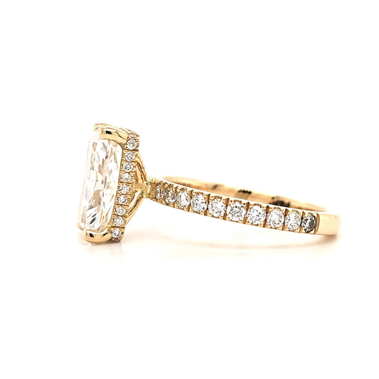 Lyla – " 1.5ct " Radiant Solitaire in 18k Gold with Hidden Halo and Pavé Band - Prime & Pure