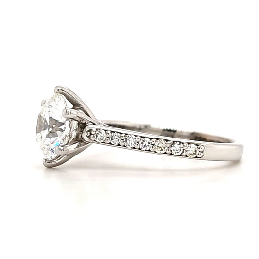 Zoe – " 2ct " Round Solitaire in 18k Gold 6 Prong set with Pavé Band (Ready) - Prime & Pure