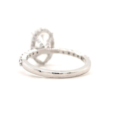 Merry – " 4ct " Oval Solitaire in 18K with round Side Stones and hidden halo (Ready) - Prime & Pure