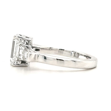 Parker - " 2ct " Emerald Solitaire in 18k Gold with Tapered Baguette Side Stones - Prime & Pure
