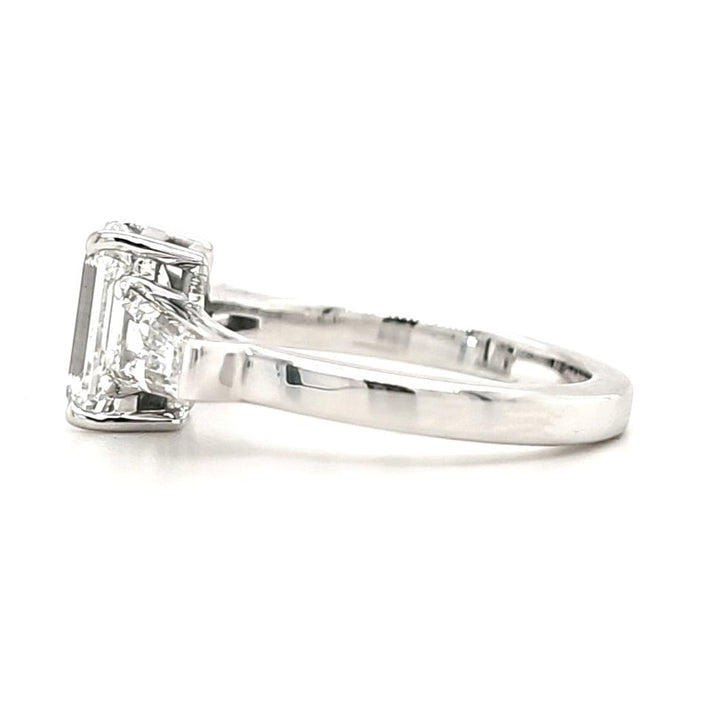 Parker - " 2ct " Emerald Solitaire in 18k Gold with Tapered Baguette Side Stones - Prime & Pure