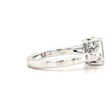 Parker - " 2ct " Emerald Solitaire in 18k Gold with Tapered Baguette Side Stones - Prime & Pure