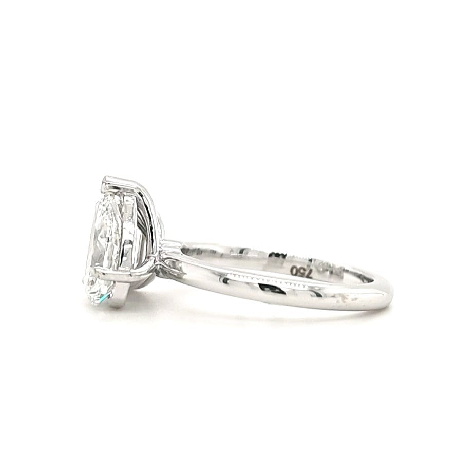 Dina – " 1ct Pear cut and 1ct Emerald cut " Toi et Moi Engagement Ring in 18k Gold with Plain Band (Ready) - Prime & Pure
