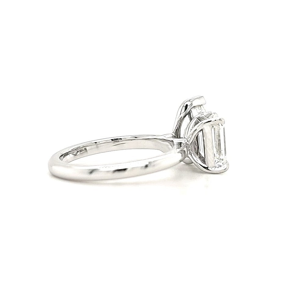 Dina – " 1ct Pear cut and 1ct Emerald cut " Toi et Moi Engagement Ring in 18k Gold with Plain Band (Ready) - Prime & Pure