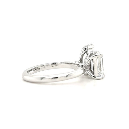 Dina – " 1ct Pear cut and 1ct Emerald cut " Toi et Moi Engagement Ring in 18k Gold with Plain Band (Ready) - Prime & Pure