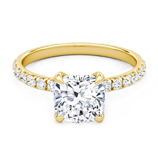 Cushion Cut Diamond Pave Band Ring - Prime & Pure