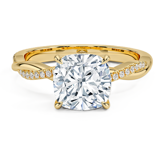 Cushion Cut Diamond Twisted Pave Band Ring - Prime & Pure