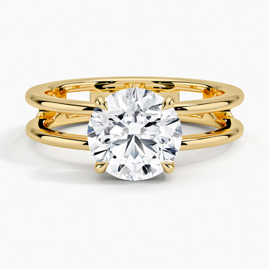 Round Cut Diamond Double Band Solitaire Ring - Prime & Pure