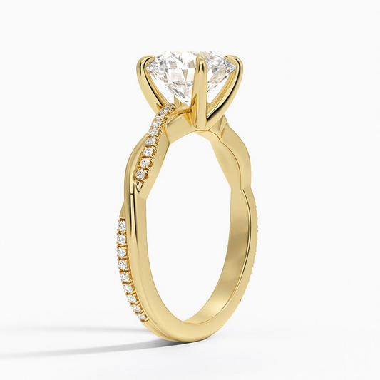 Round Cut Diamond Twisted Pave Band Ring - Prime & Pure