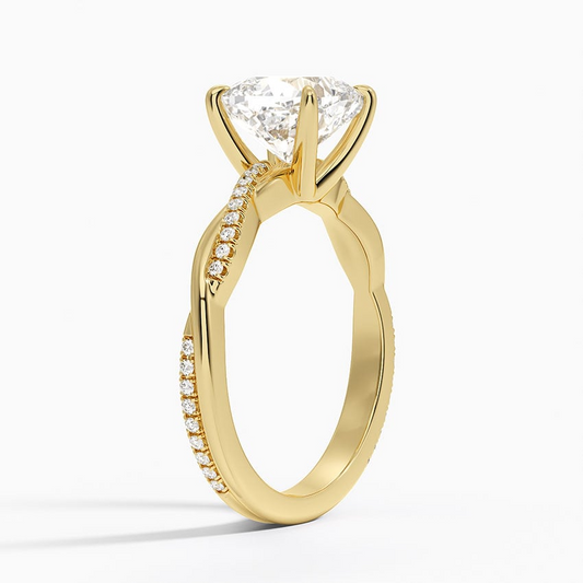 Cushion Cut Diamond Twisted Pave Band Ring - Prime & Pure