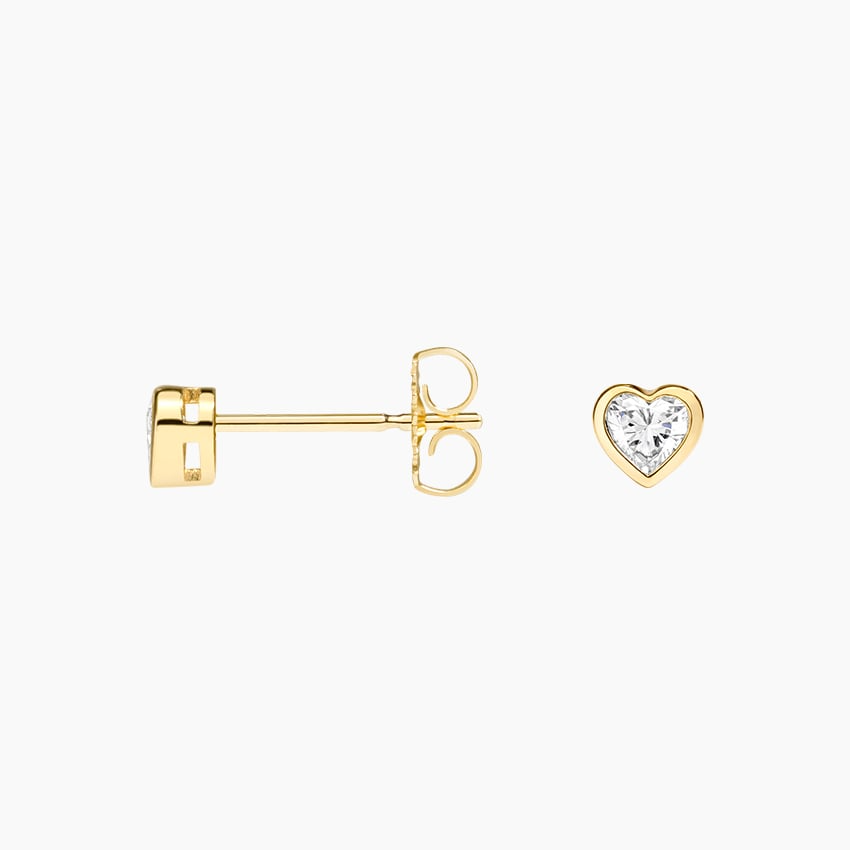 Bezel Set Heart Diamond Stud Earrings - Prime & Pure