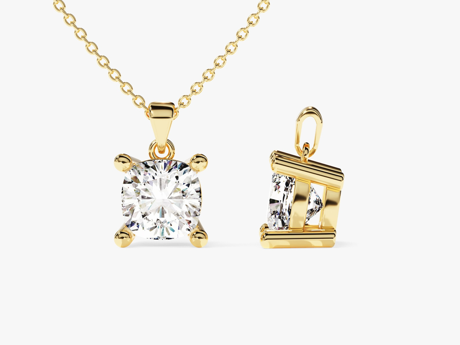 Cushion Cut Diamond Solitaire Pendant - Prime & Pure