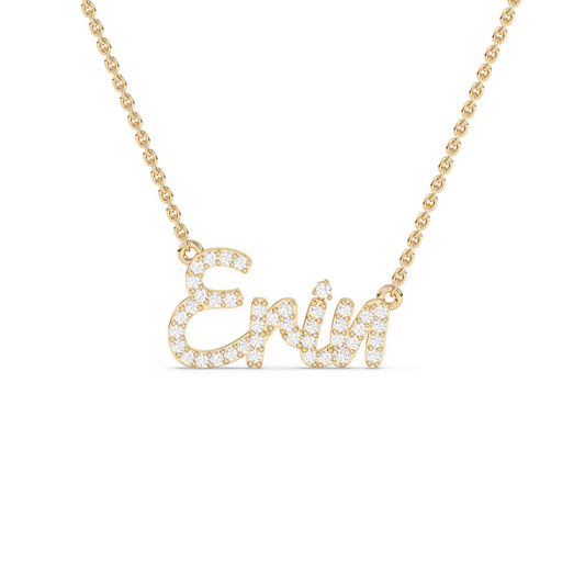 18k Yellow Gold & Diamonds Name Necklace - Prime & Pure