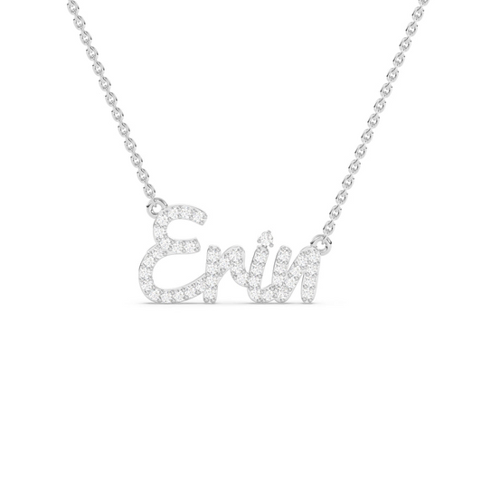 18k White Gold & Diamonds Name Necklace - Prime & Pure