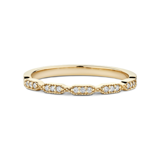 Diamond Wedding Ring with Milgrain Detailing - Prime & Pure