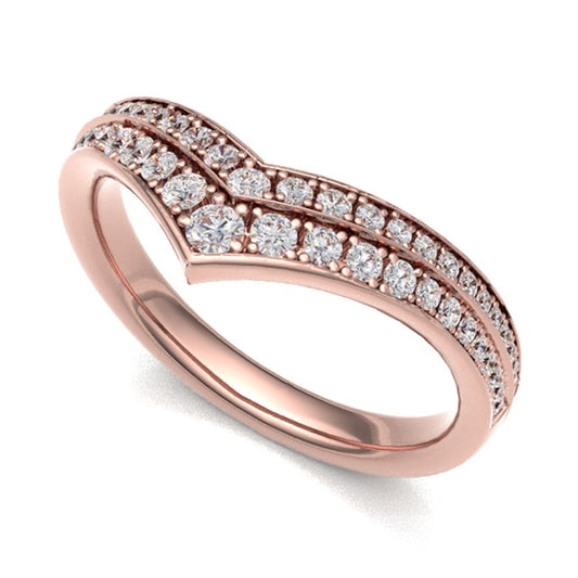 Double V Beads Diamond Wedding Band - Prime & Pure