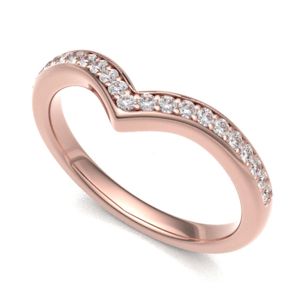 V Shape Beads Set Round cut Diamond Band Ring - Prime & Pure