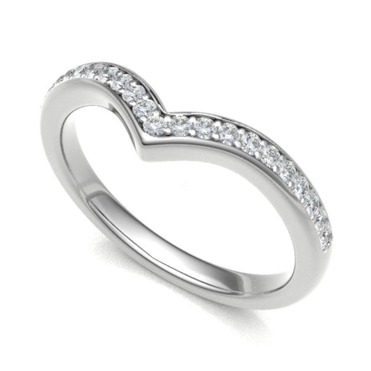 V Shape Beads Set Round cut Diamond Band Ring - Prime & Pure