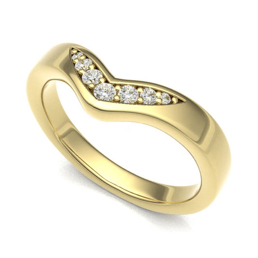 V Shape Band 7 Round cut Diamonds Ring - Prime & Pure