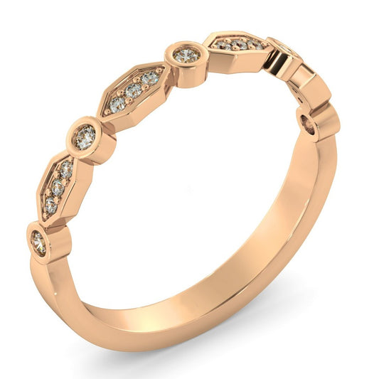 Long Mixed Bezels Round cut Diamond Band Ring - Prime & Pure