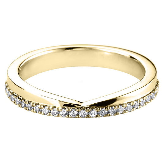 Half V Half Straight Round cut Diamond Band Ring - Prime & Pure