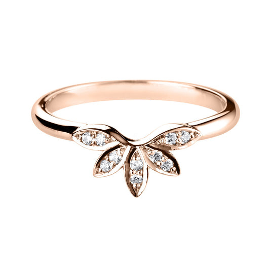 Lotus Flower Round cut Diamond Band Ring - Prime & Pure