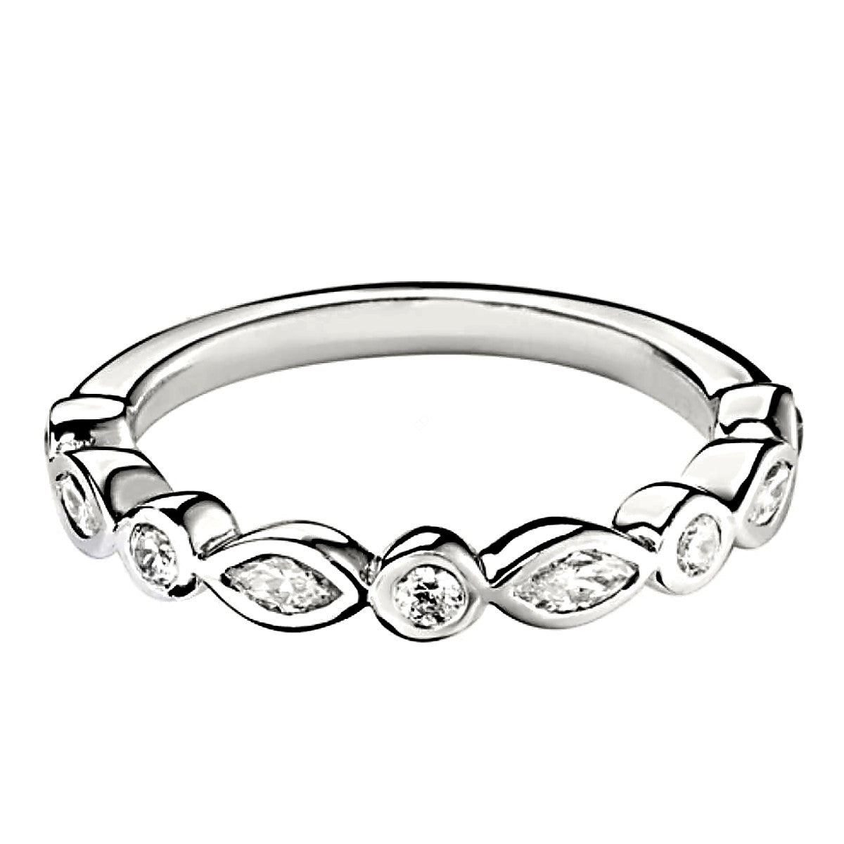 Mixed Bezels Round and Marquise cut Diamond Band Ring - Prime & Pure