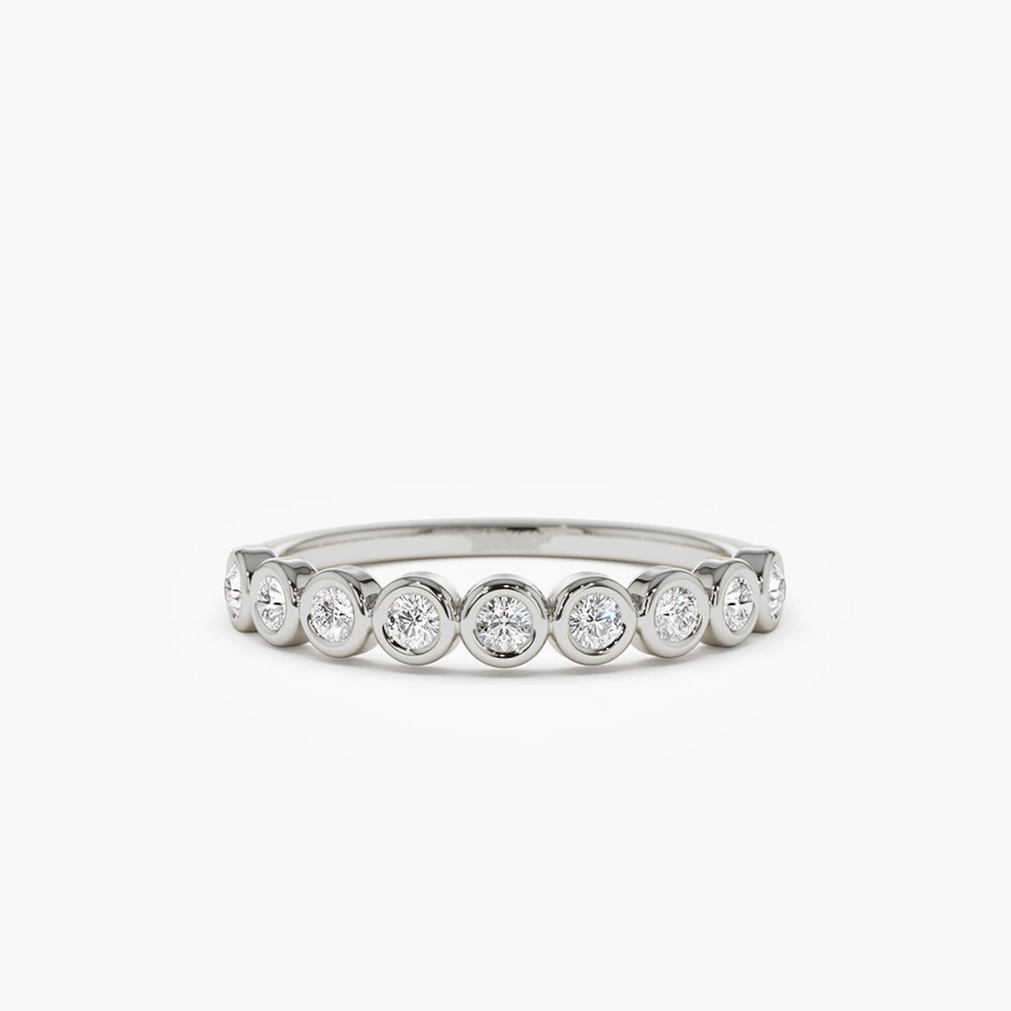 Bezel Set 9 Diamonds Wedding Ring - Prime & Pure