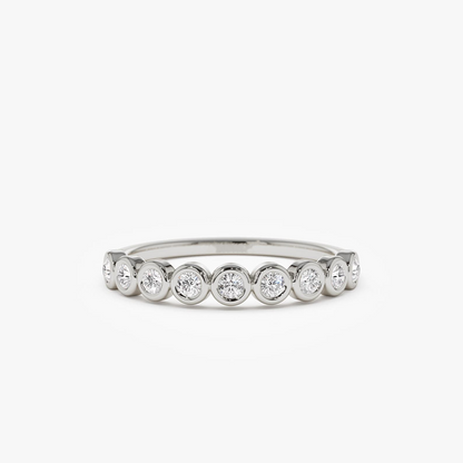 Bezel Set 9 Diamonds Wedding Ring - Prime & Pure