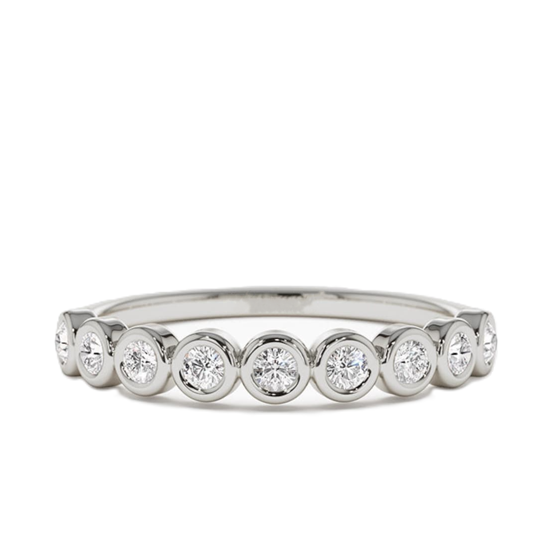 Bezel Set 9 Diamonds Wedding Ring - Prime & Pure