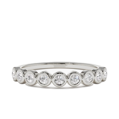 Bezel Set 9 Diamonds Wedding Ring - Prime & Pure