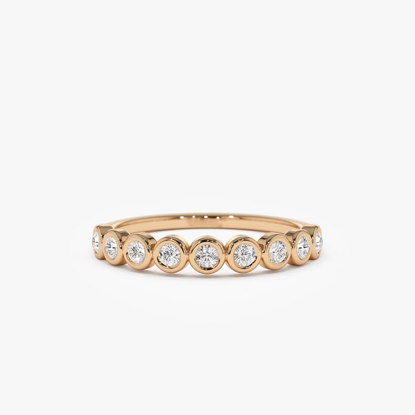 Bezel Set 9 Diamonds Wedding Ring - Prime & Pure