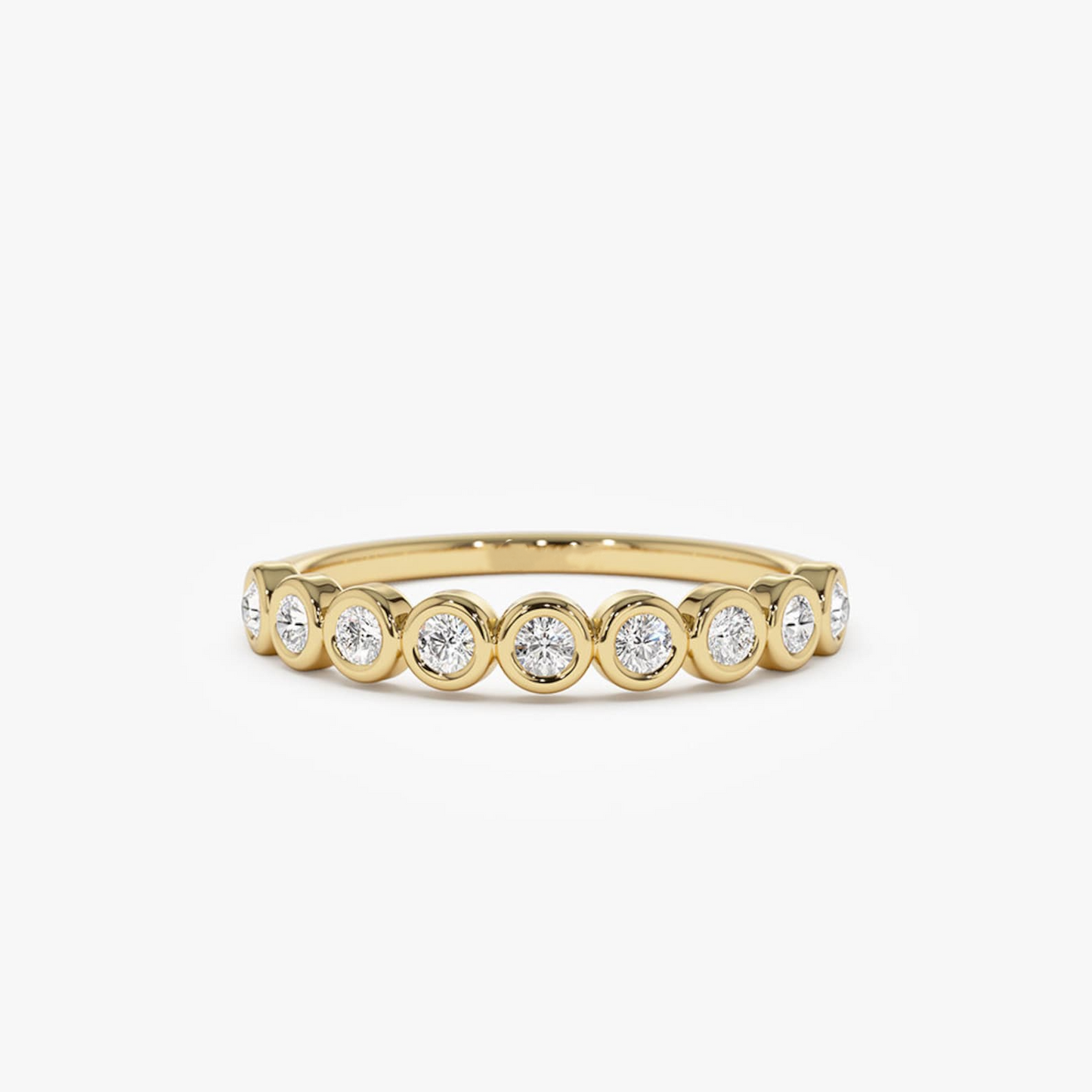Bezel Set 9 Diamonds Wedding Ring - Prime & Pure