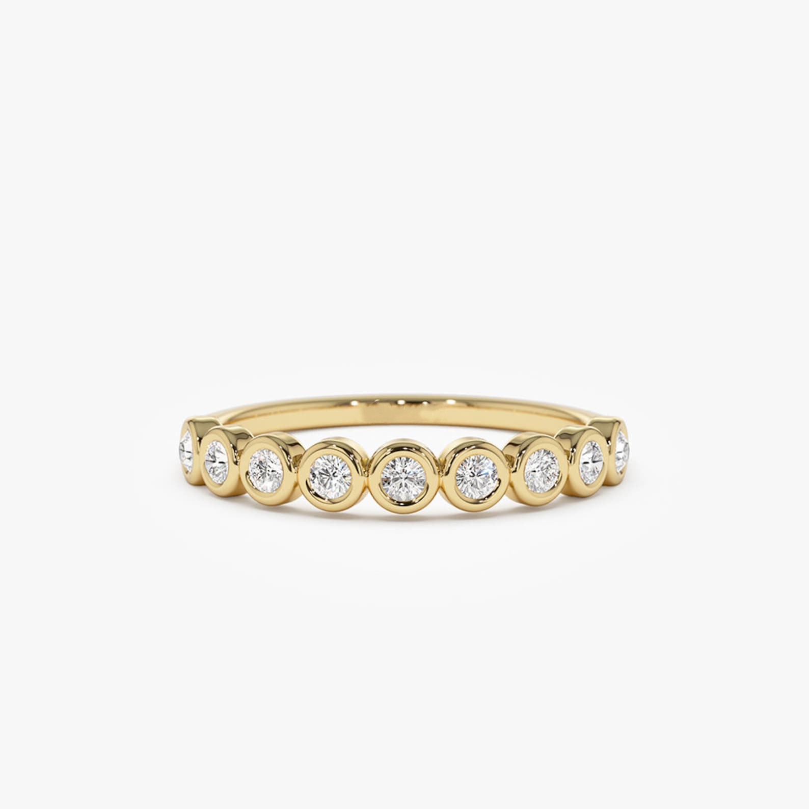 Bezel Set 9 Diamonds Wedding Ring - Prime & Pure