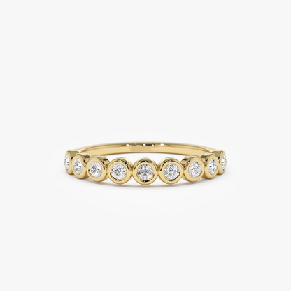 Bezel Set 9 Diamonds Wedding Ring - Prime & Pure