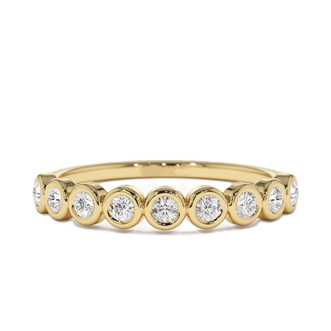 Bezel Set 9 Diamonds Wedding Ring - Prime & Pure