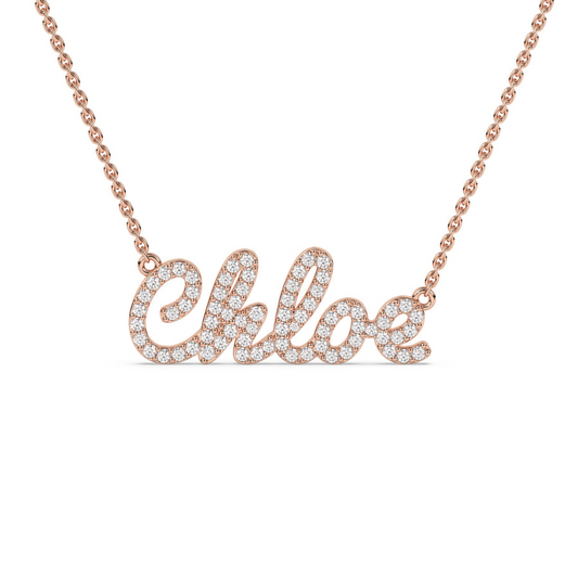 9k Rose Gold & Diamonds Name Necklace - Prime & Pure
