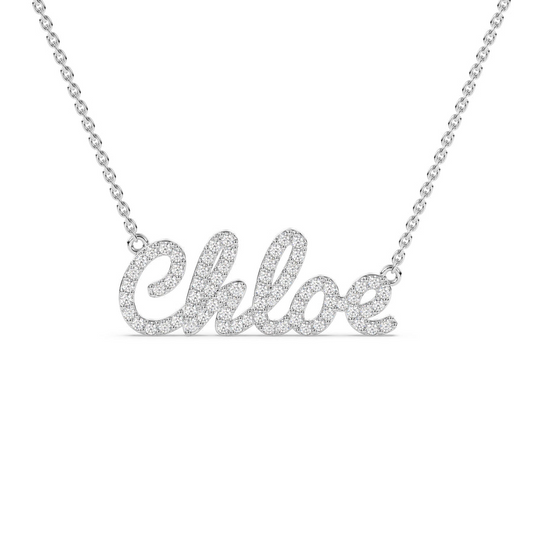 9k White Gold & Diamonds Name Necklace - Prime & Pure
